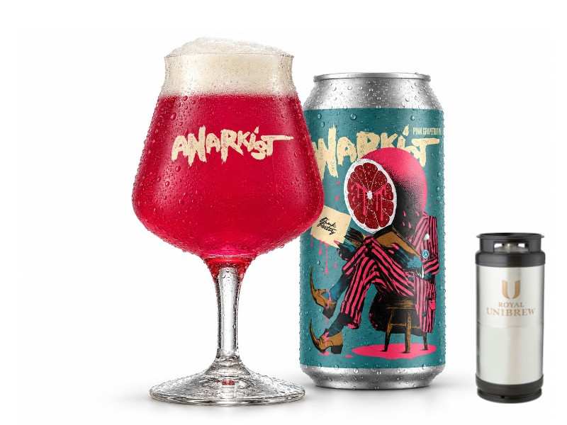 Anarkist Pink Poetry i glas med dåse og 20 liters fustage