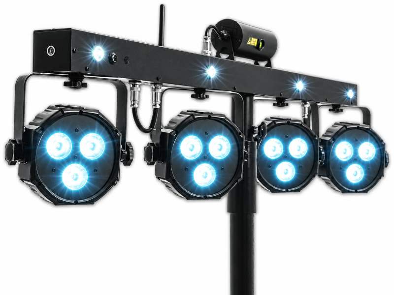 LED-discolys med lasereffekt på stativ – til leje