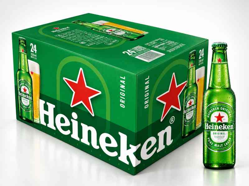 Heineken flaskeøl i kasse med 24 flasker à 33 cl